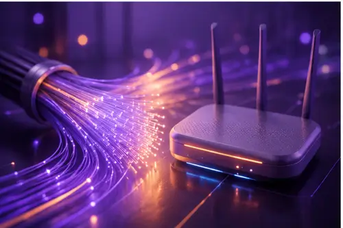 Infraestrutura de fibra óptica com rota de redundância